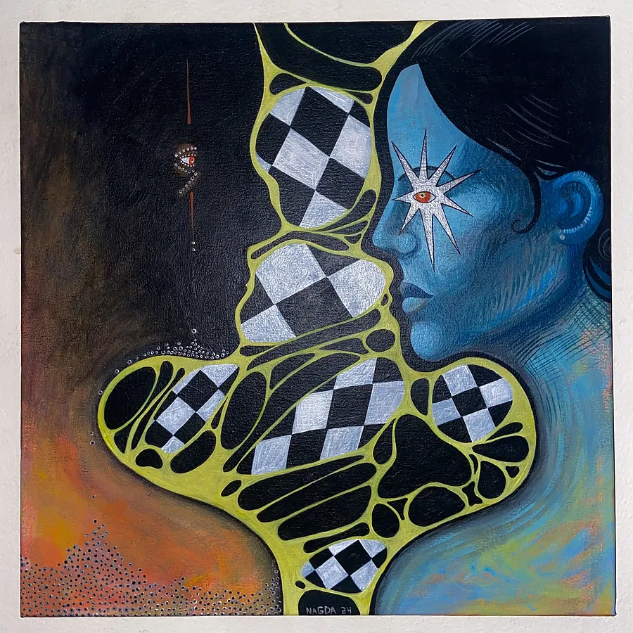 Image of Connection  by Nagda, size: 25x25, made of Acrylic on canvas, Painting medium, from Paris