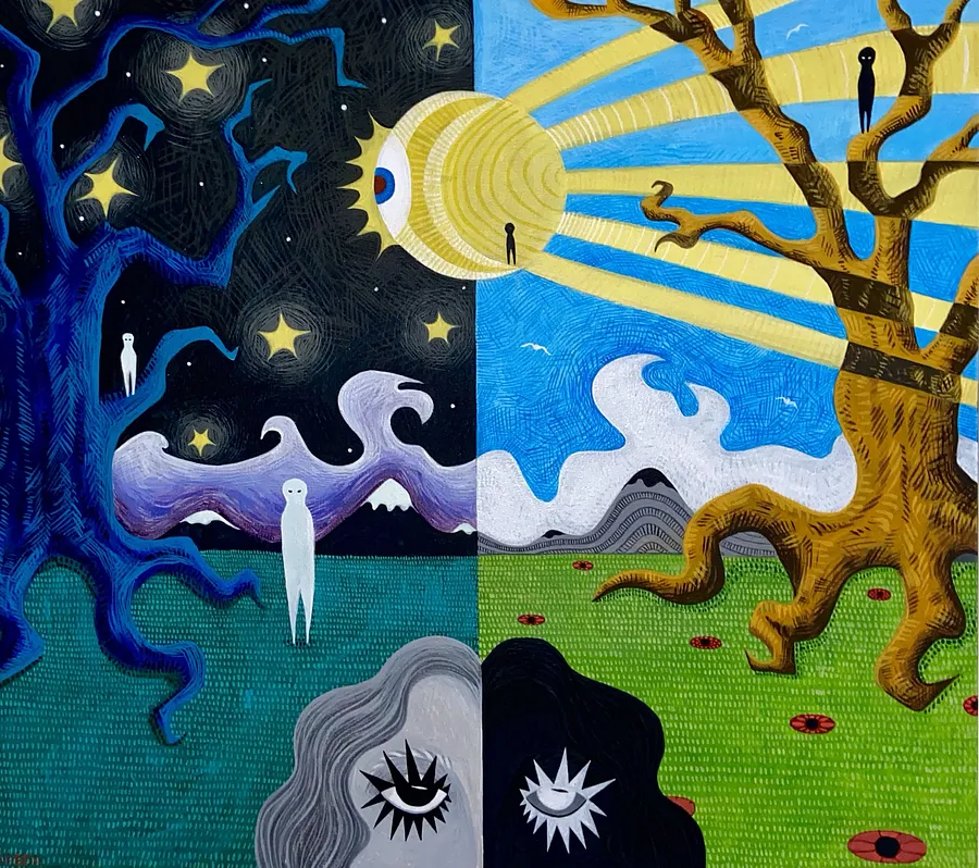 Image of Aliens by Nagda, size: 35x30, made of Acrylic on canvas , Painting medium, from Paris , priced at €420